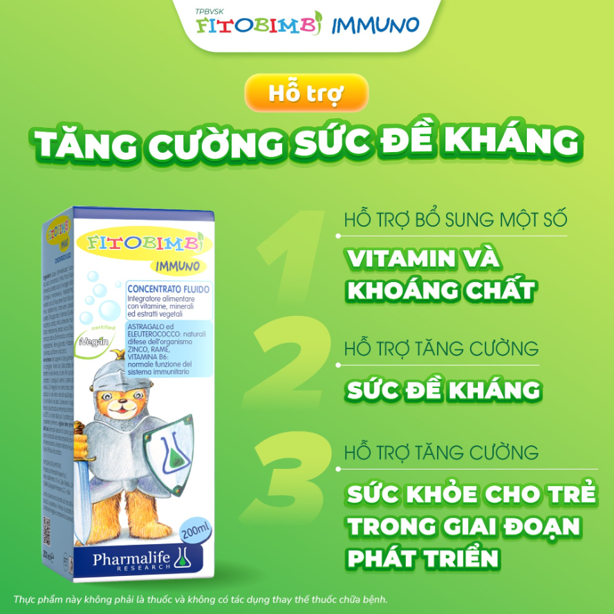 Fitobimbi Immuno – Siro Hỗ Trợ Tăng Sức Đề Kháng Cho Trẻ Từ 6 Tháng Tuổi
