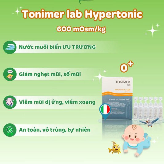 Tonimer lab HYPERTONIC - Nhỏ mũi ưu trương cho trẻ sơ sinh